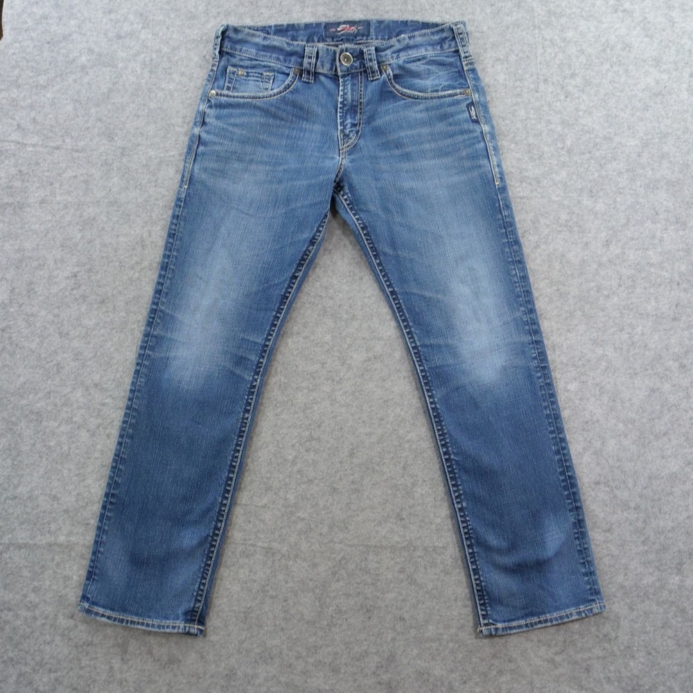 Silver Jeans Mens 32 Blue Eddie Straight Leg Mid Rise Zip Fly Denim